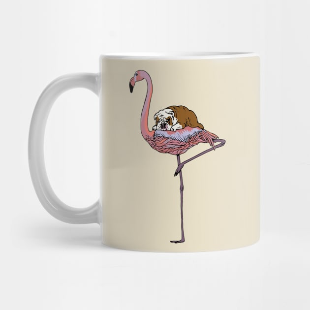 Flamingo and English Bulldog by huebucket